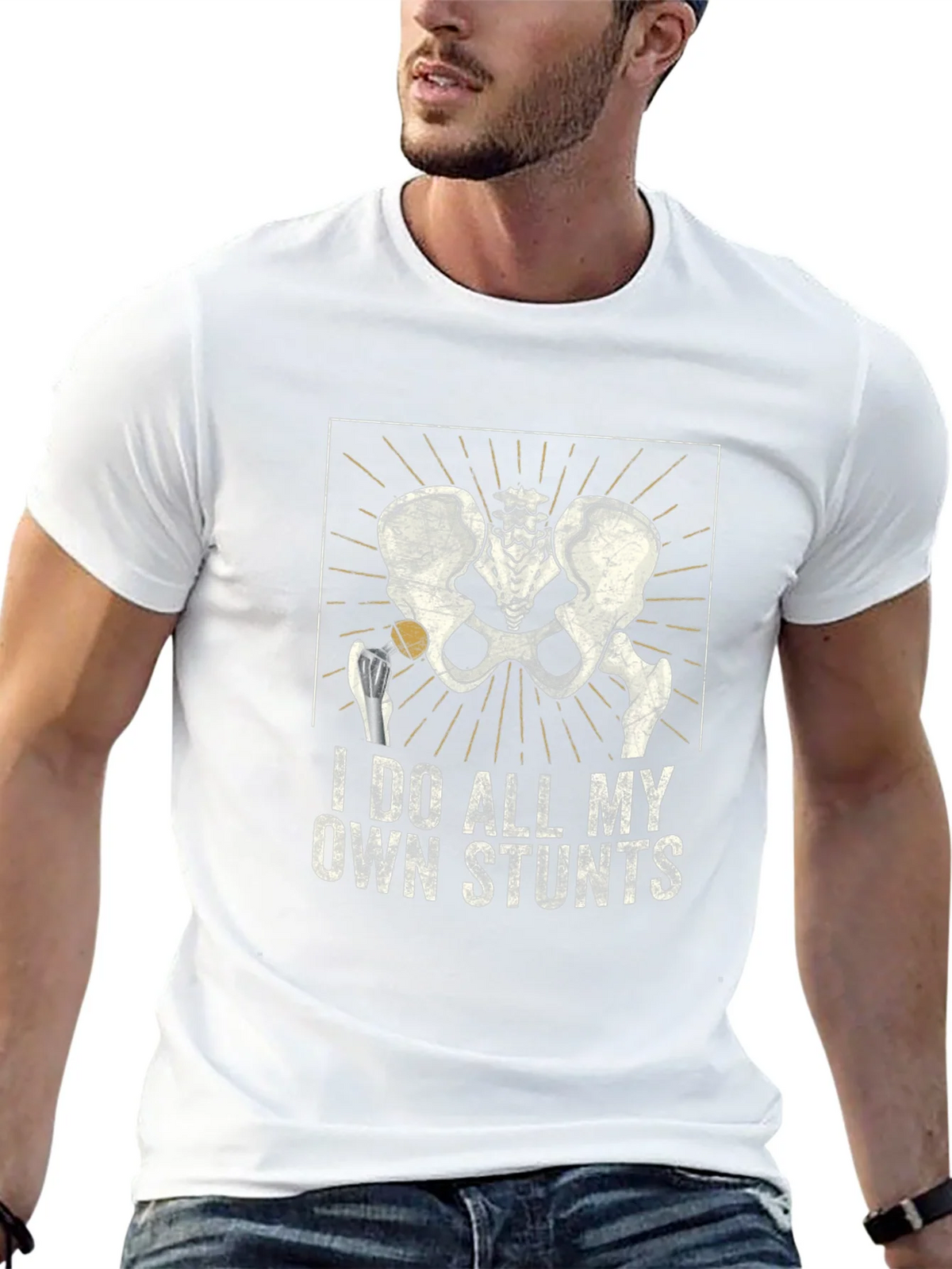 I Do All My Own Stunts Skeleton Hip T-Shirt product image 12