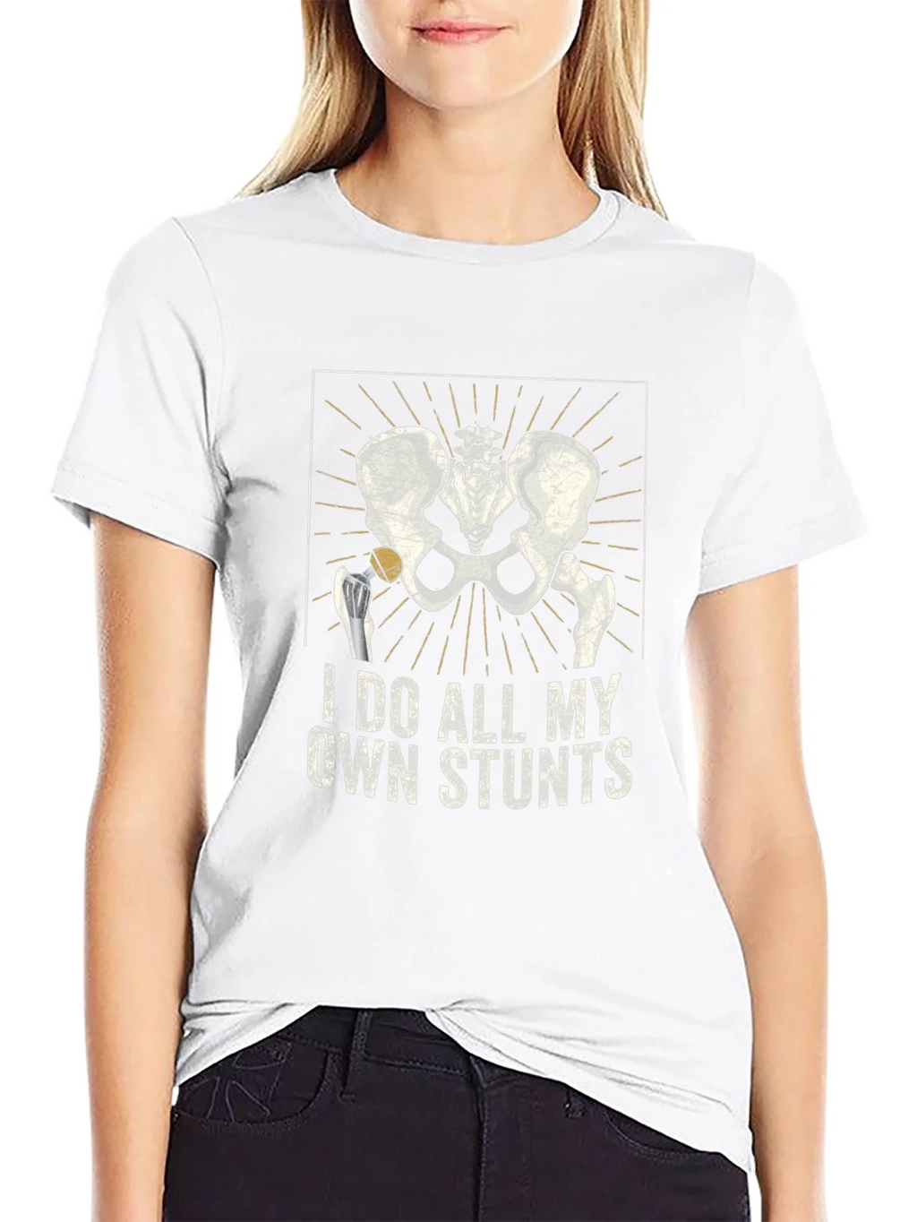 I Do All My Own Stunts Skeleton Hip T-Shirt product image 8