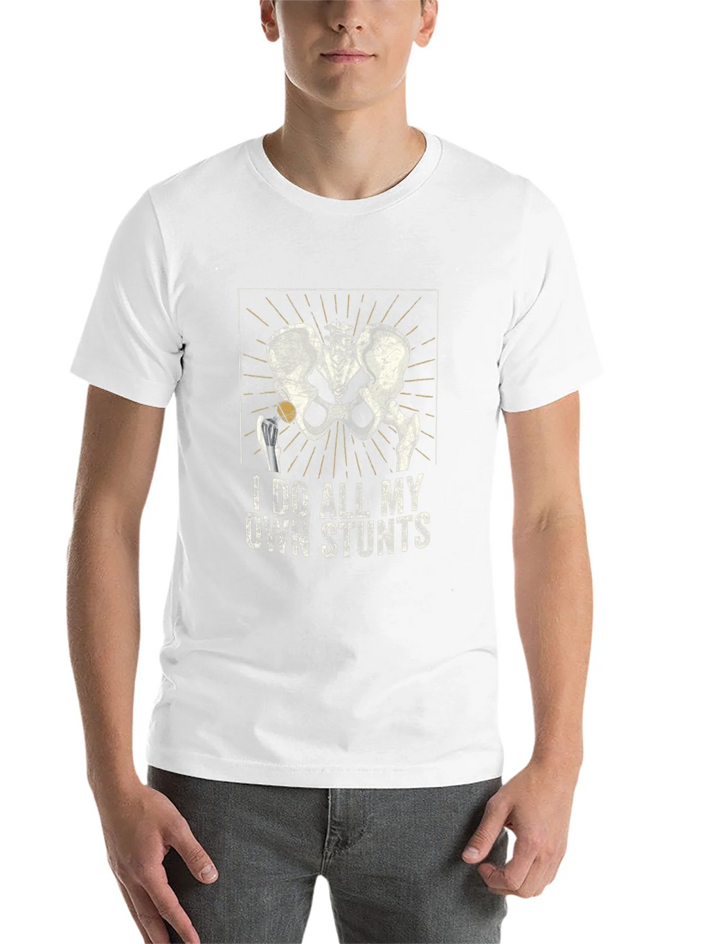 I Do All My Own Stunts Skeleton Hip T-Shirt product image 10
