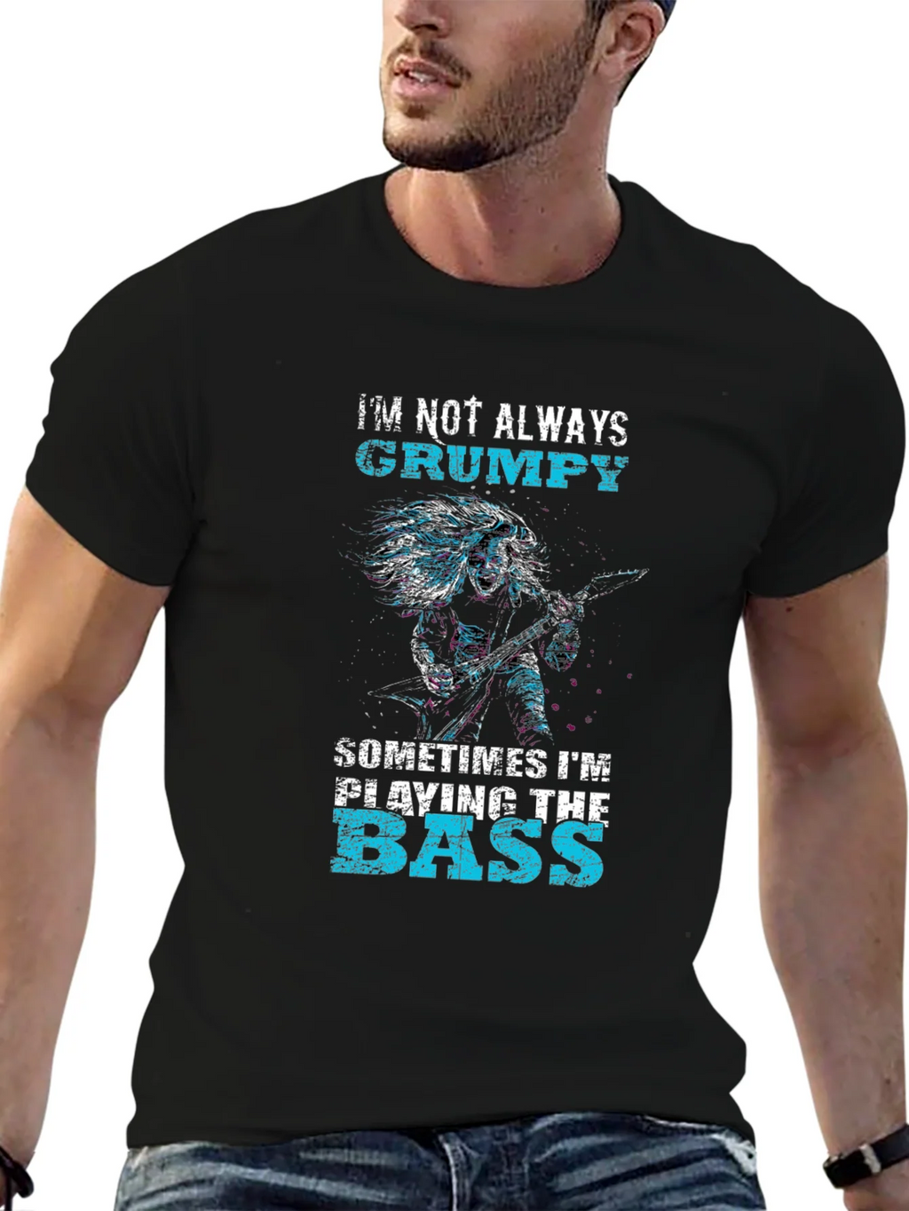 Grumpy Bass Player Graphic T-Shirt product image 6
