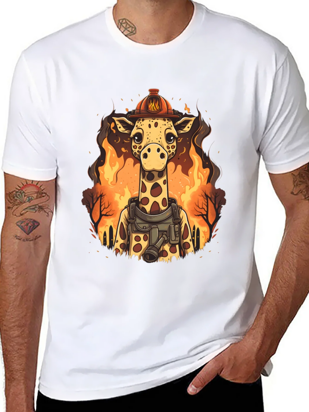 Giraffe Firefighter Graphic Tee product image 7