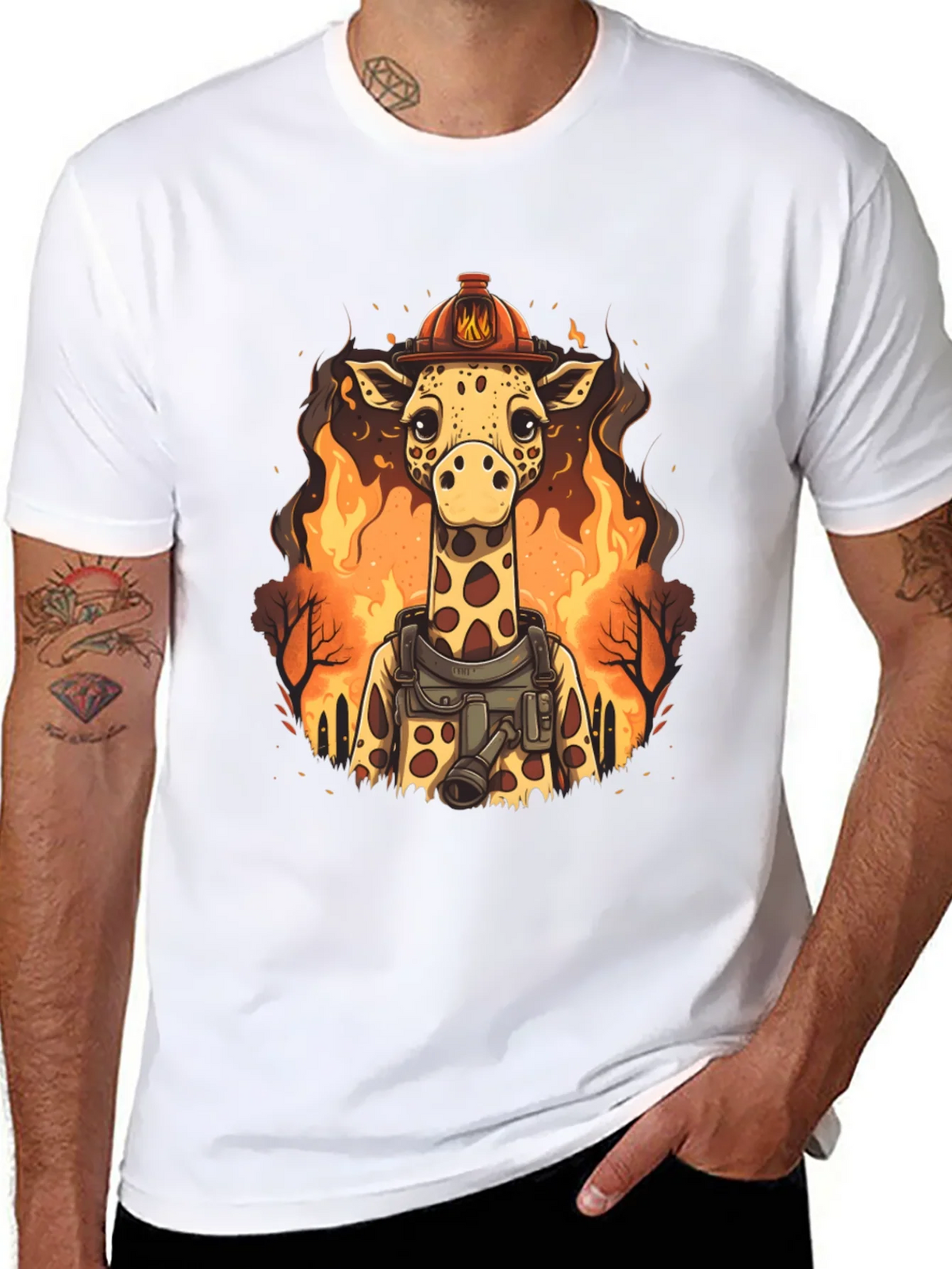 Giraffe Firefighter Graphic Tee product image 7