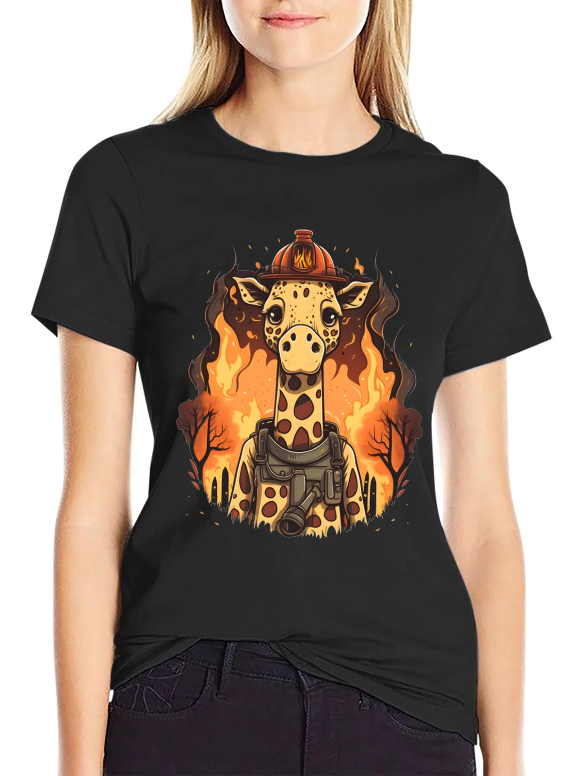 Giraffe Firefighter Graphic Tee product image 2