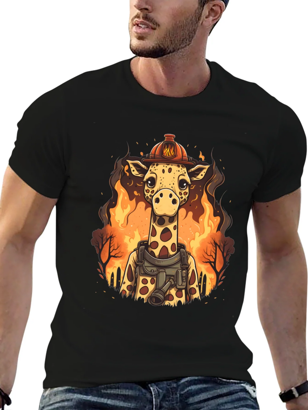 Giraffe Firefighter Graphic Tee product image 6
