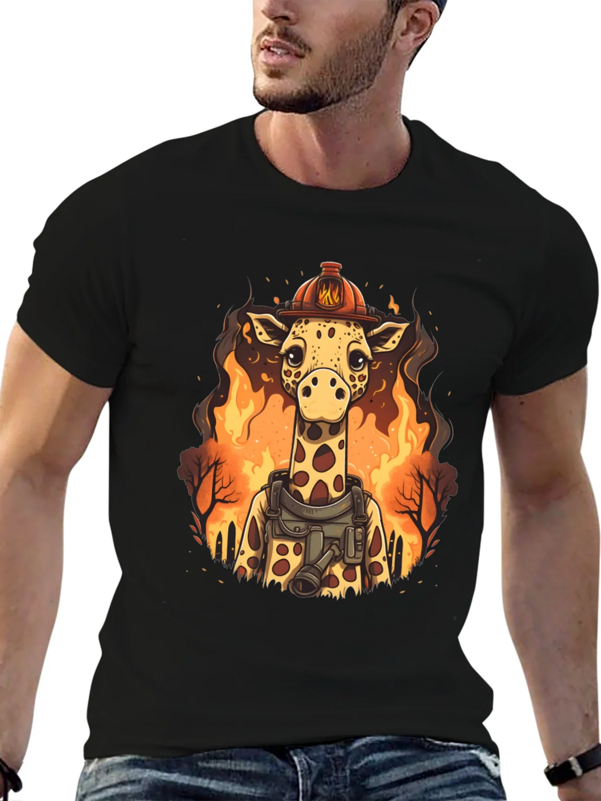 Giraffe Firefighter Graphic Tee product image 6