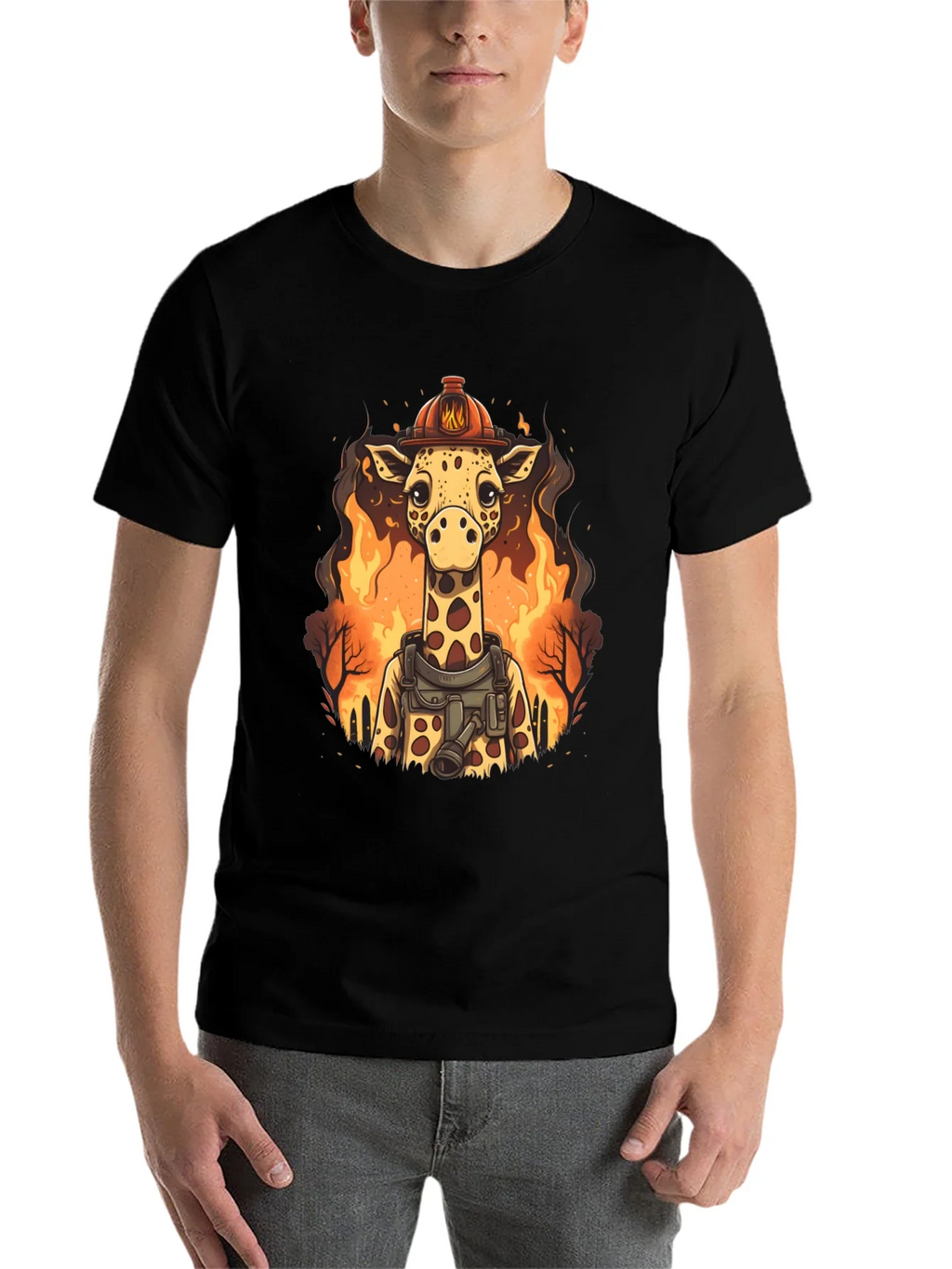 Giraffe Firefighter Graphic Tee product image 4