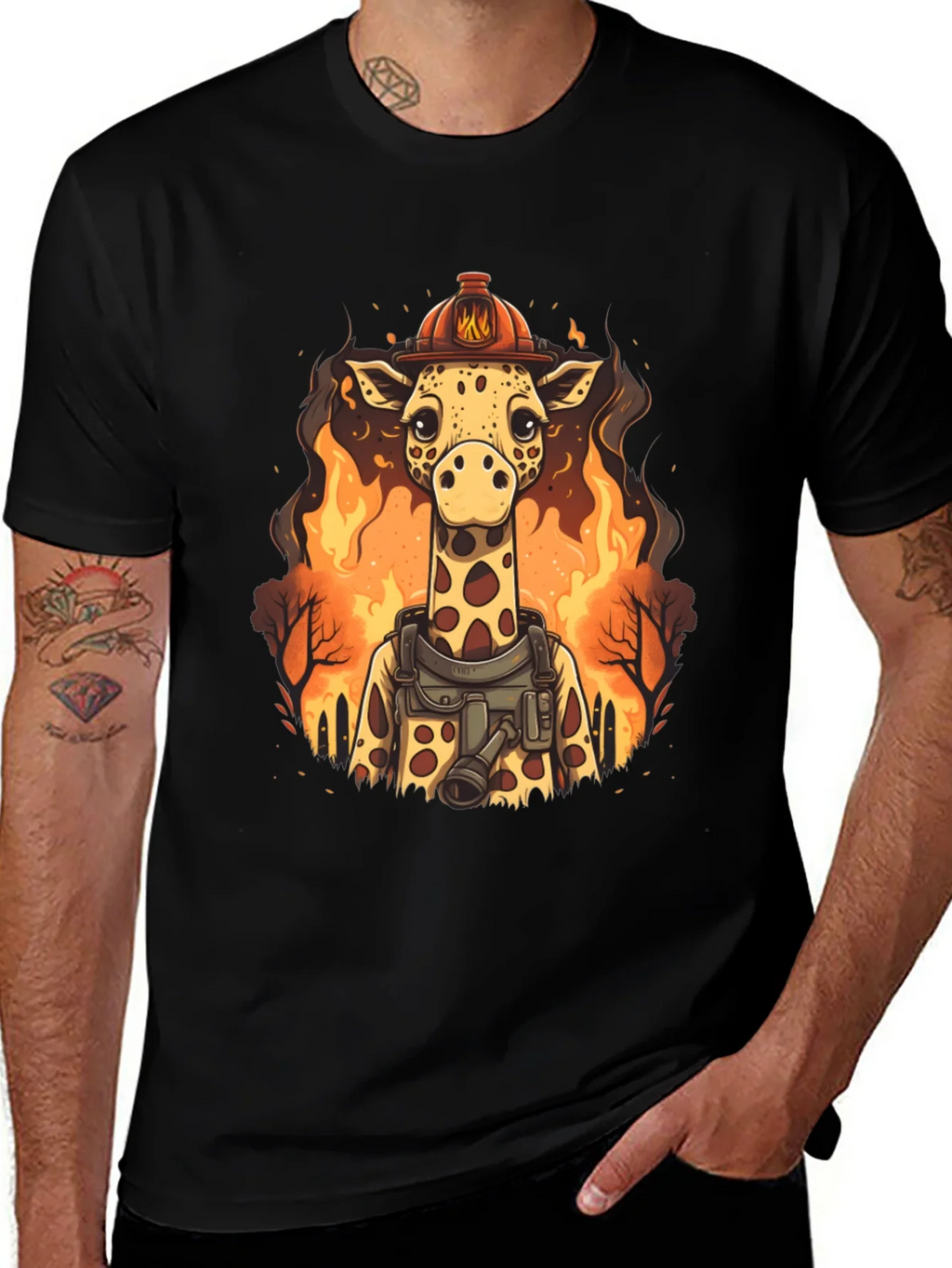 Giraffe Firefighter Graphic Tee product image 1