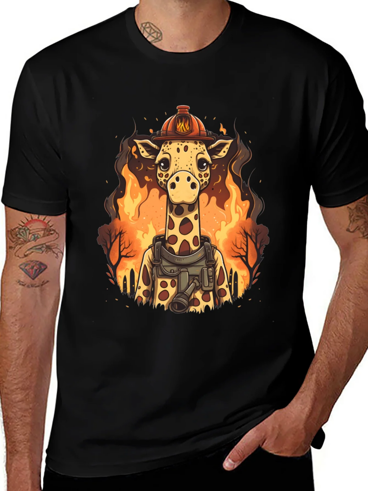 Giraffe Firefighter Graphic Tee product image 1