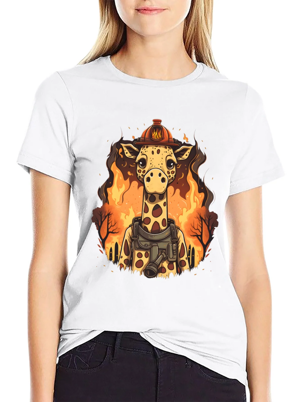 Giraffe Firefighter Graphic Tee product image 8