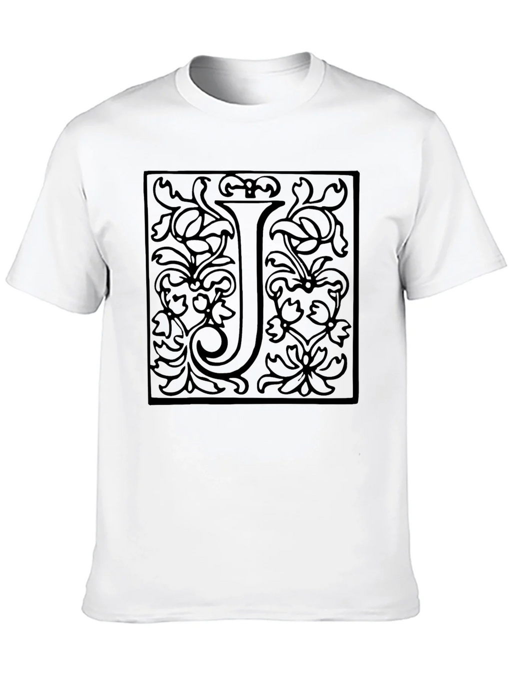 Elegant Letter J Black Graphic Tee - Unisex product image 9
