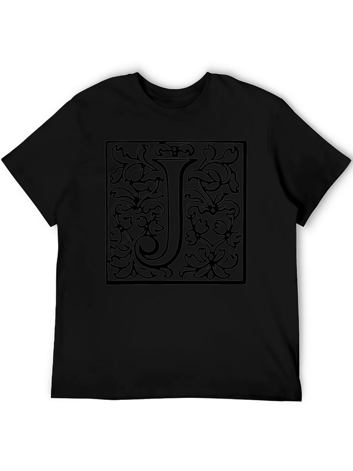 Elegant Letter J Black Graphic Tee - Unisex product image 5