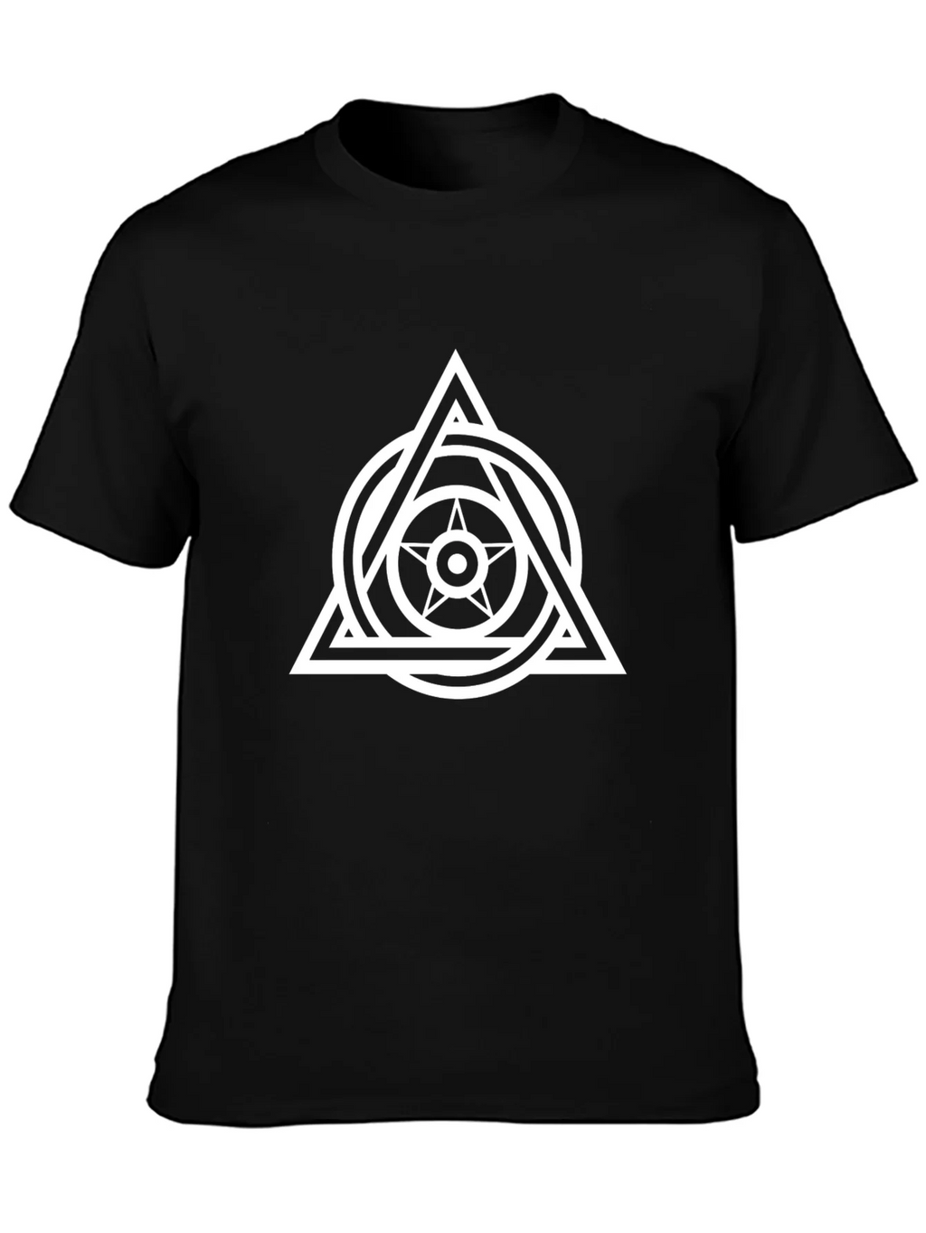 Geometric Star Triangle Graphic Tee - Black product image 3