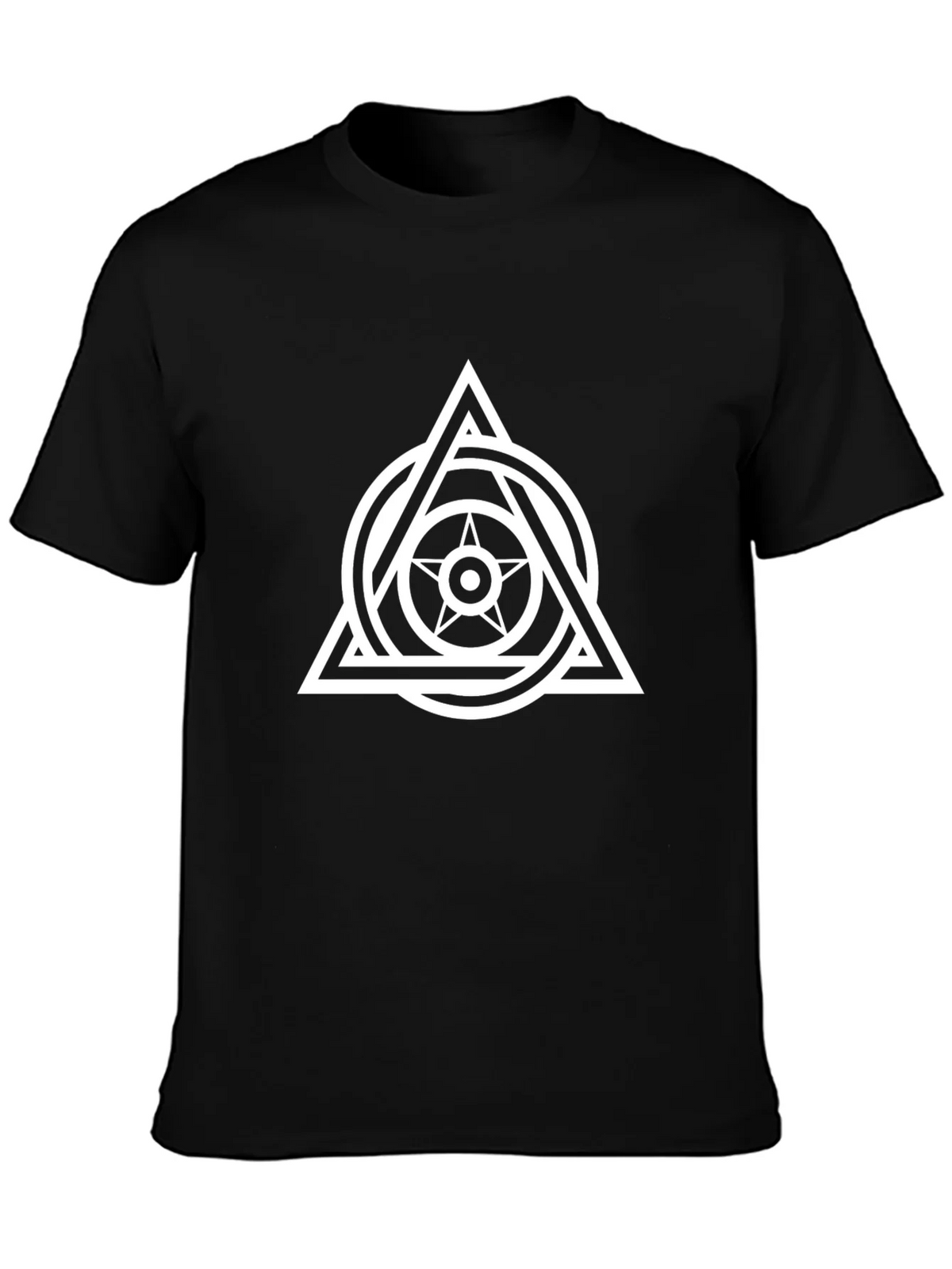Geometric Star Triangle Graphic Tee - Black product image 3