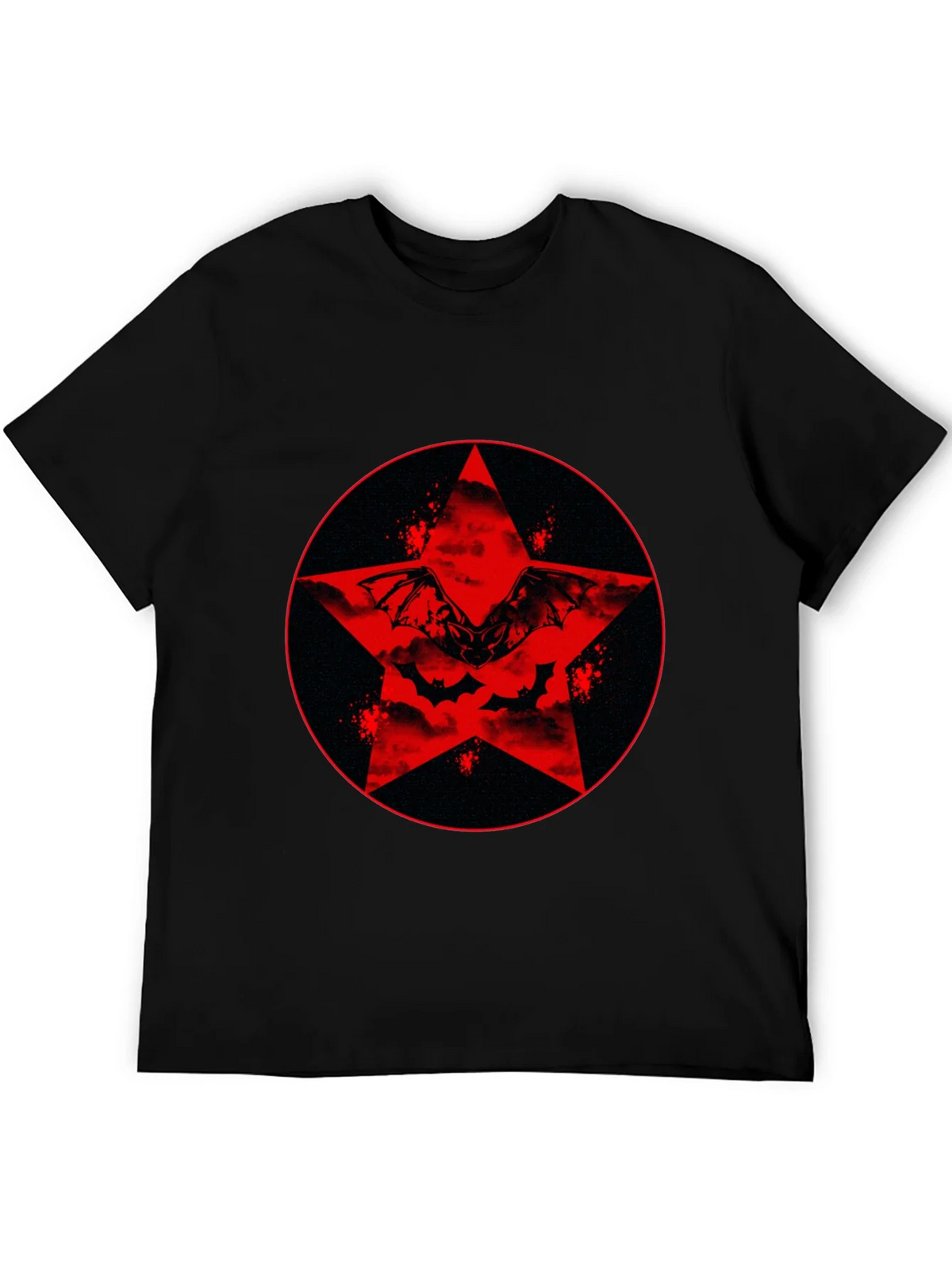 Red Star Bat Graphic Black T-Shirt product image 5