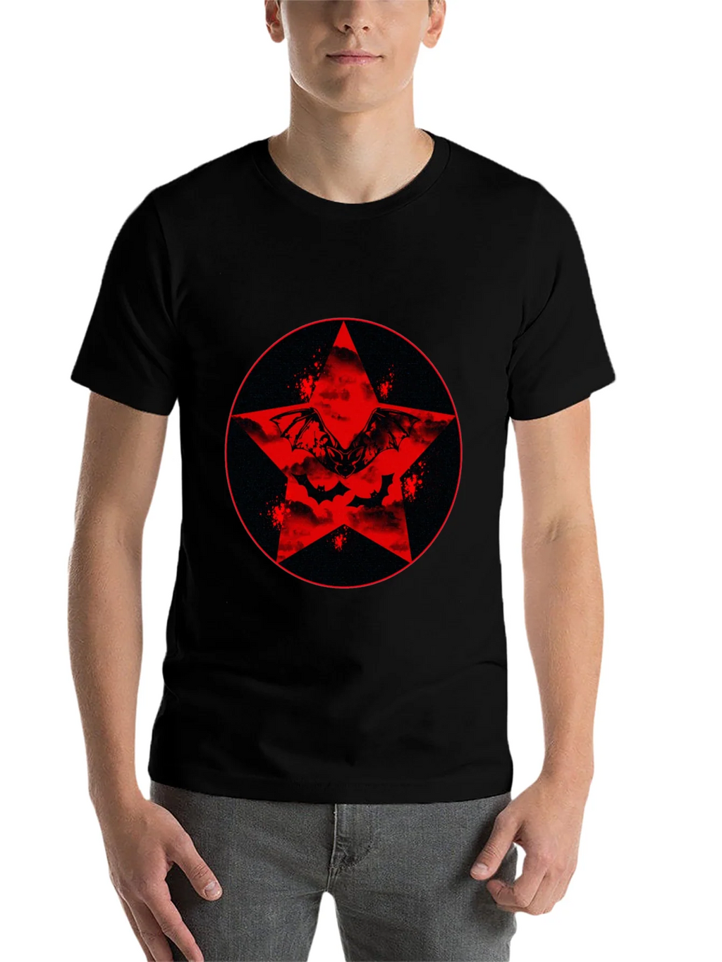 Red Star Bat Graphic Black T-Shirt product image 4