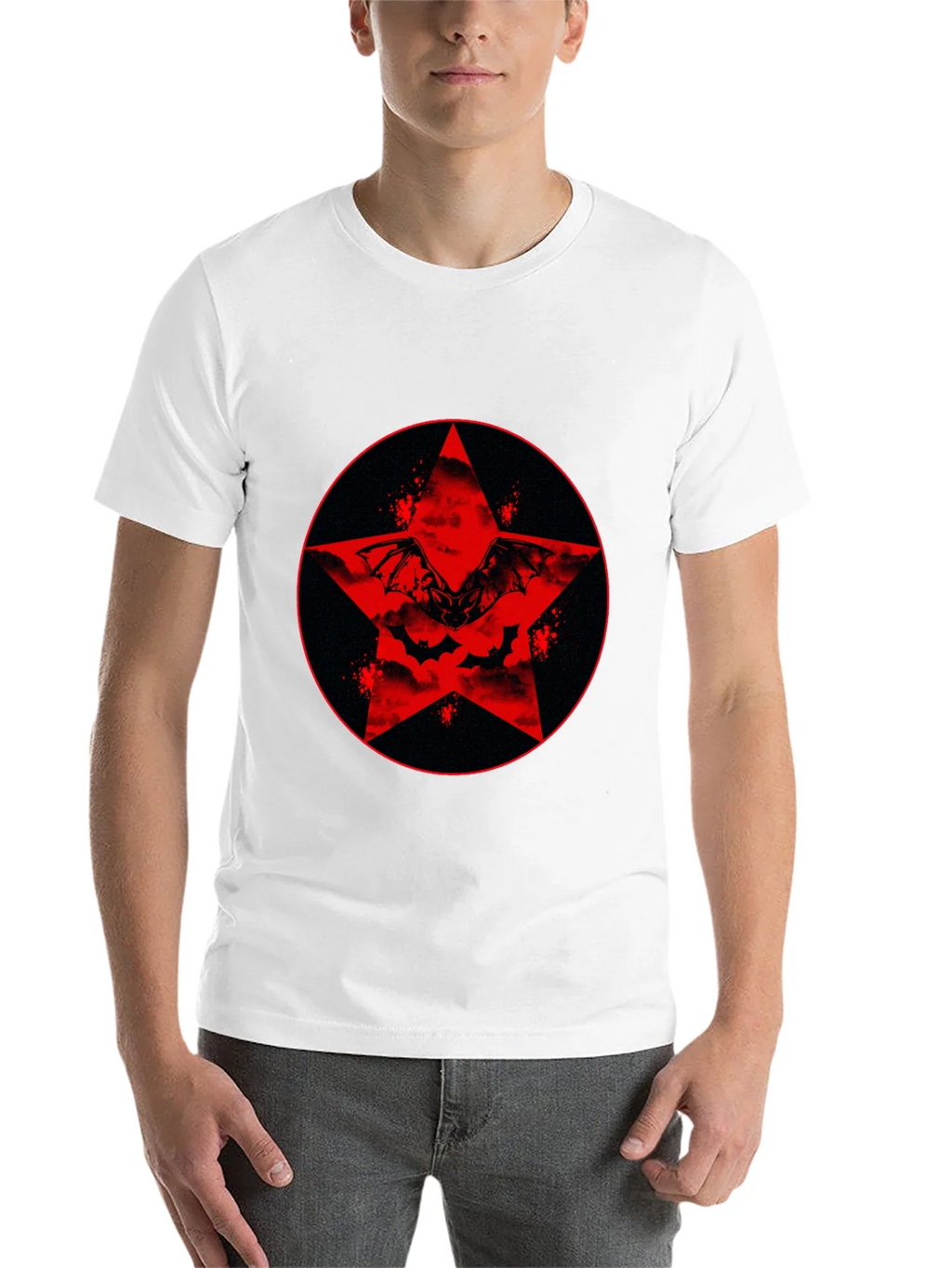 Red Star Bat Graphic Black T-Shirt product image 10