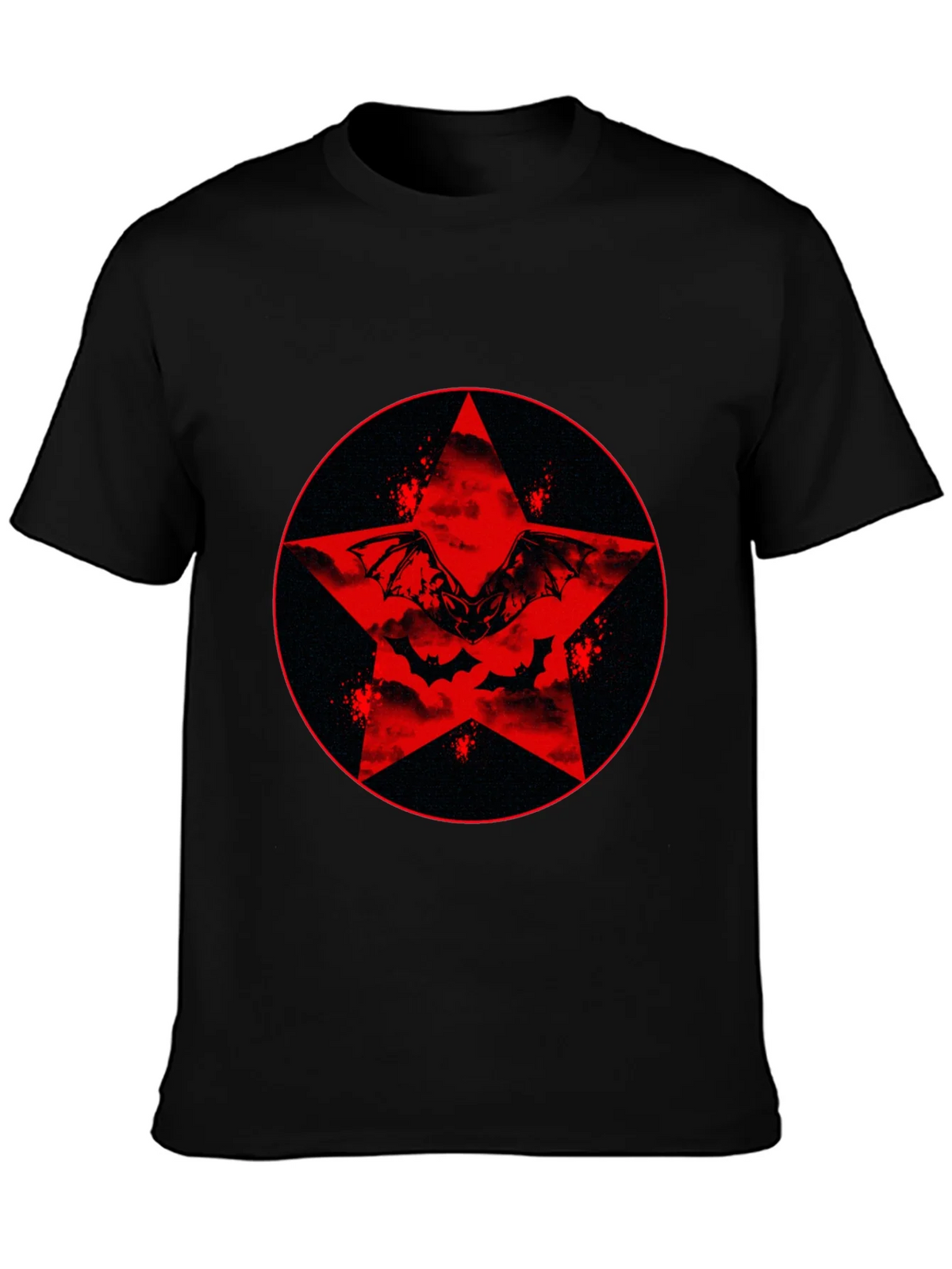 Red Star Bat Graphic Black T-Shirt product image 3