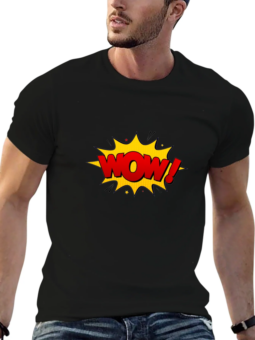 WOW Graphic T-Shirt - Comic Style Black Tee product image 5