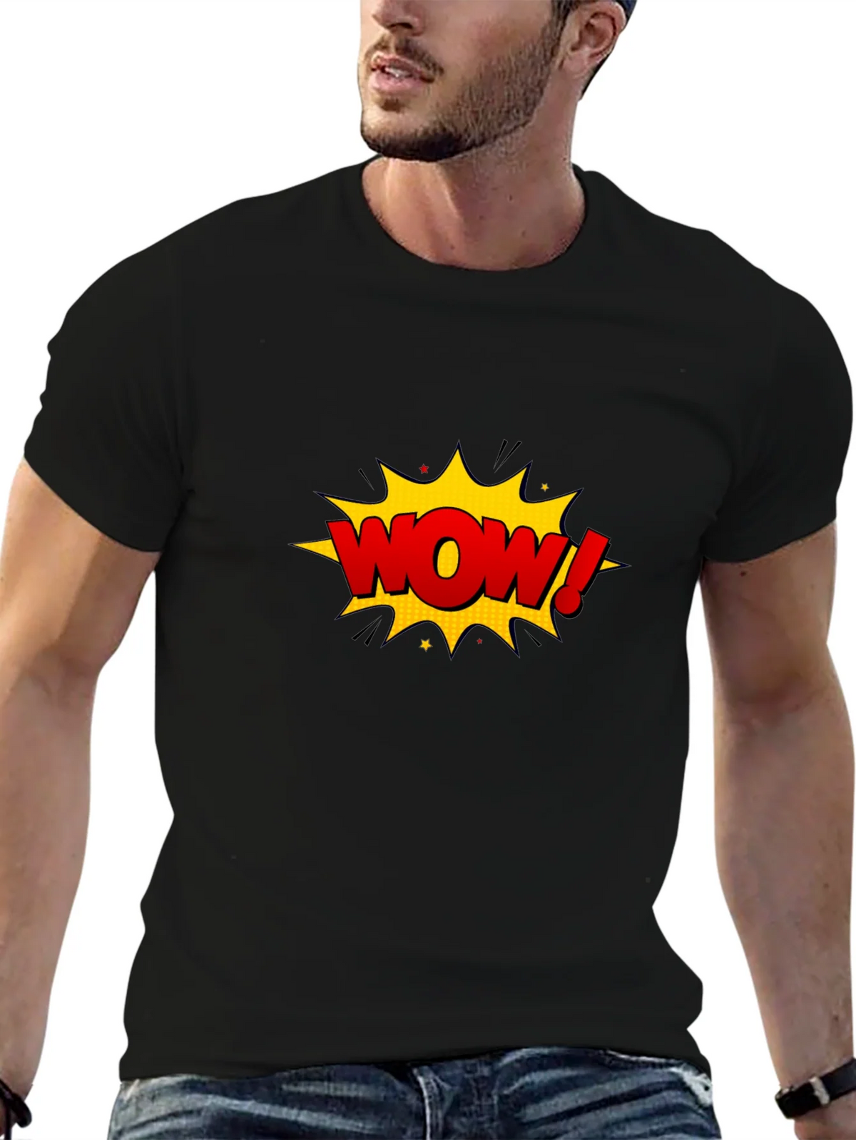 WOW Graphic T-Shirt - Comic Style Black Tee product image 5