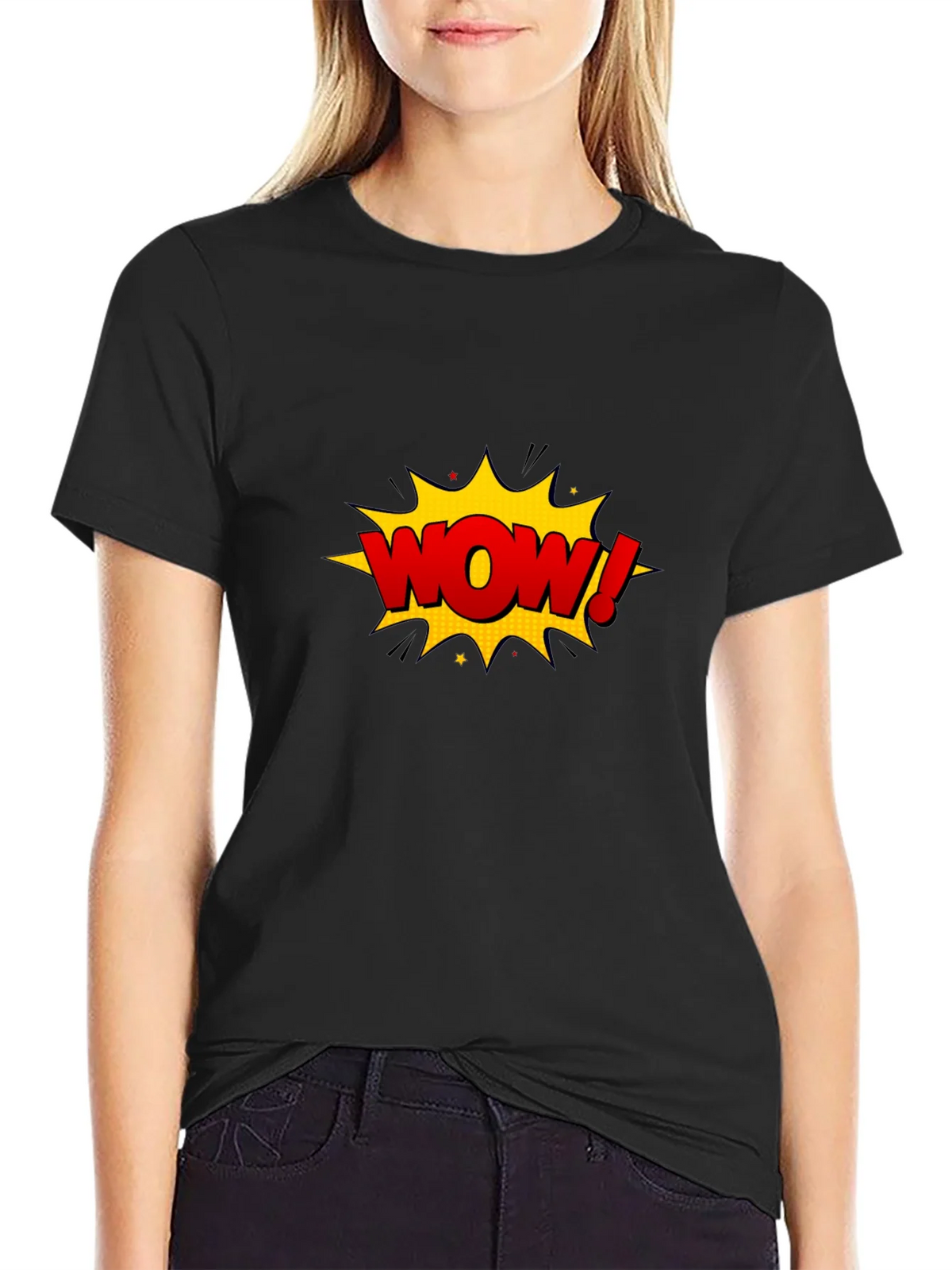 WOW Graphic T-Shirt - Comic Style Black Tee product image 1
