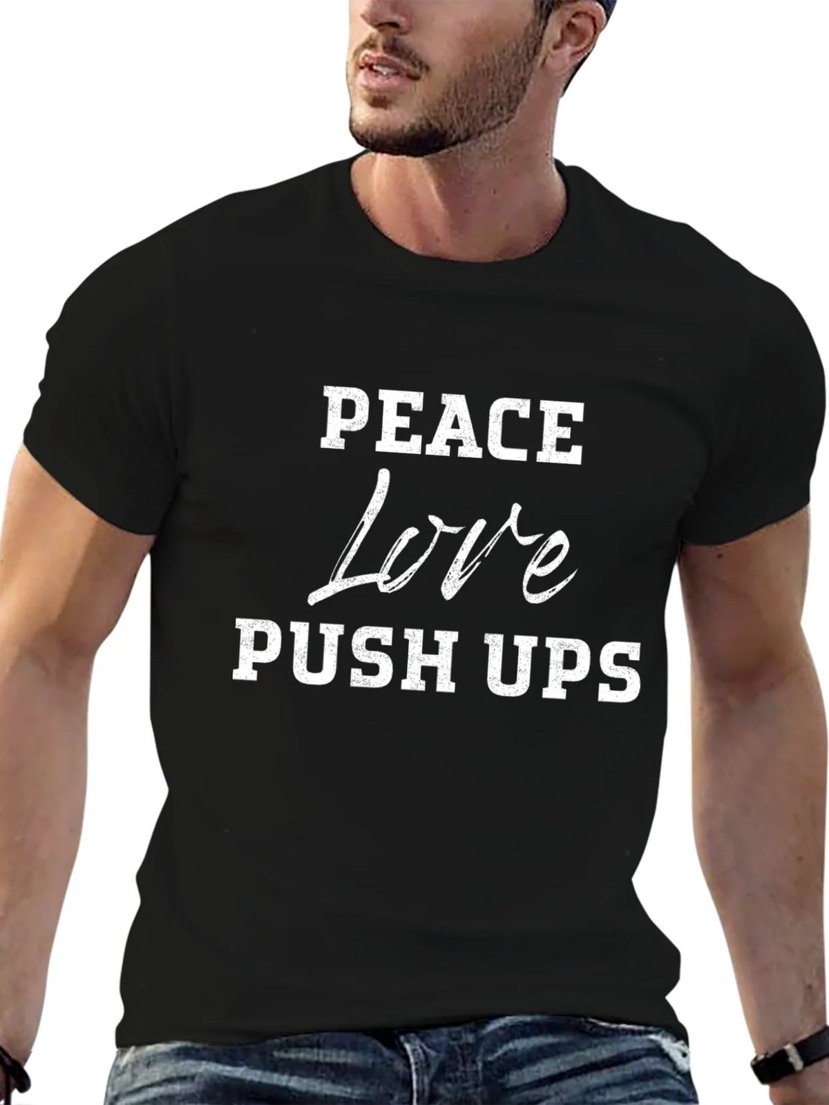Peace Love Push Ups Graphic T-Shirt product image 6