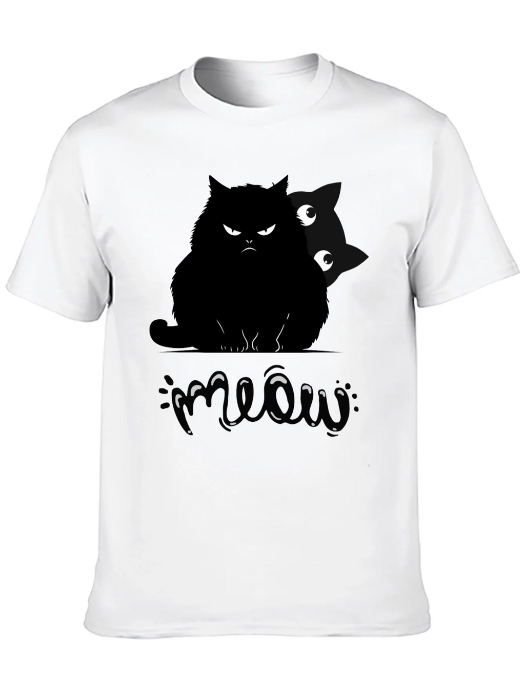 Mens Black Cat Meow Graphic T-Shirt product image 9