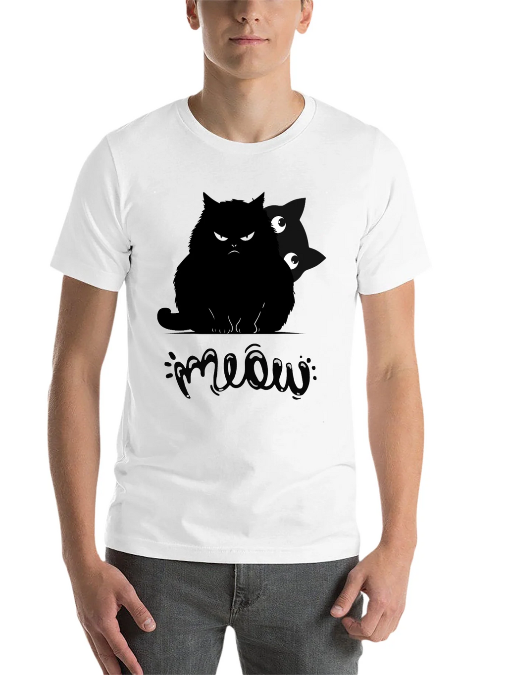 Mens Black Cat Meow Graphic T-Shirt product image 10