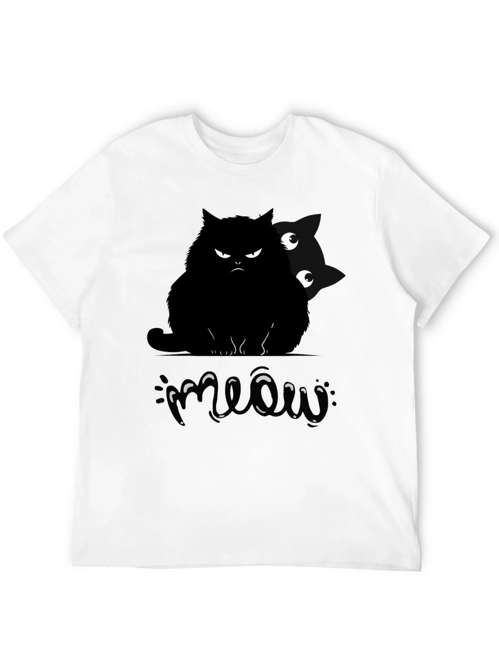 Mens Black Cat Meow Graphic T-Shirt product image 11