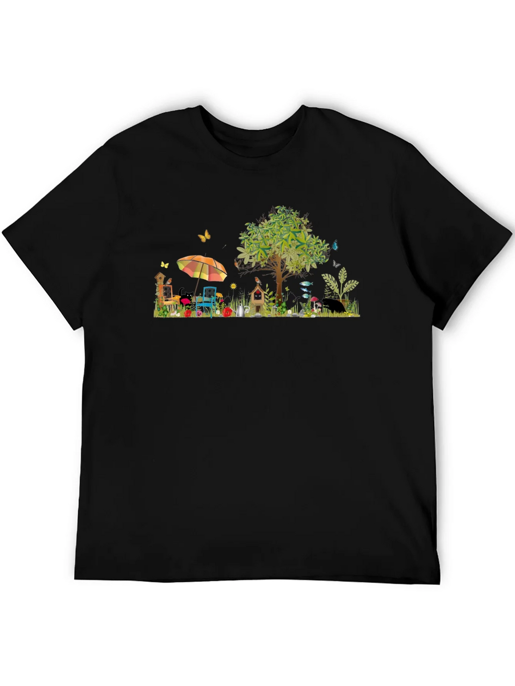 Whimsical Garden Scene Graphic T-Shirt product image 5