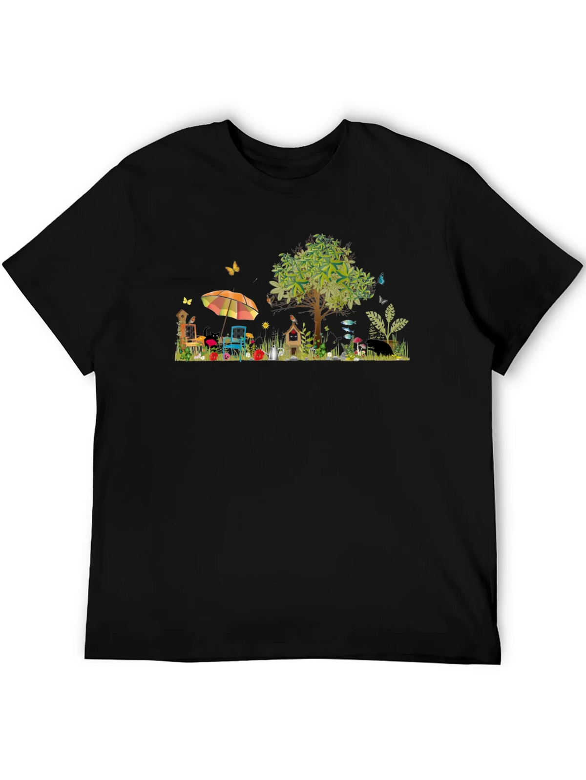 Whimsical Garden Scene Graphic T-Shirt product image 5