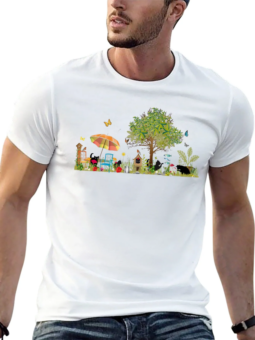 Whimsical Garden Scene Graphic T-Shirt product image 12