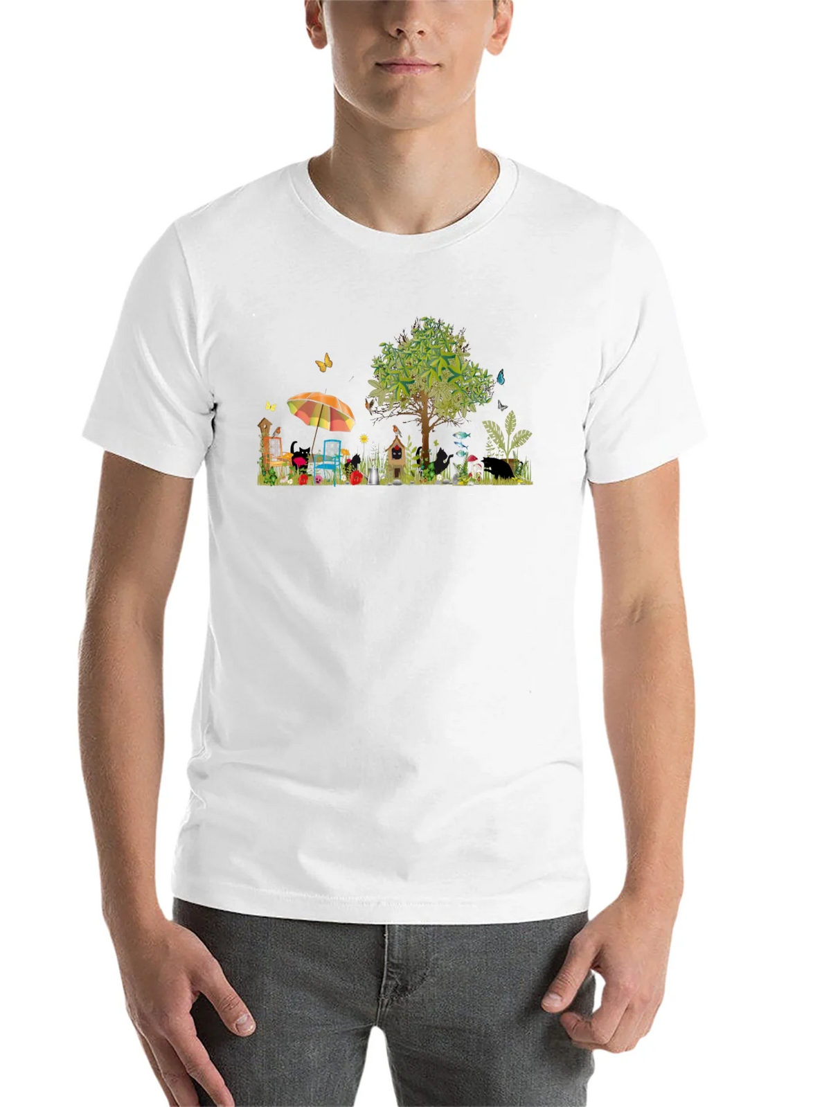 Whimsical Garden Scene Graphic T-Shirt product image 10