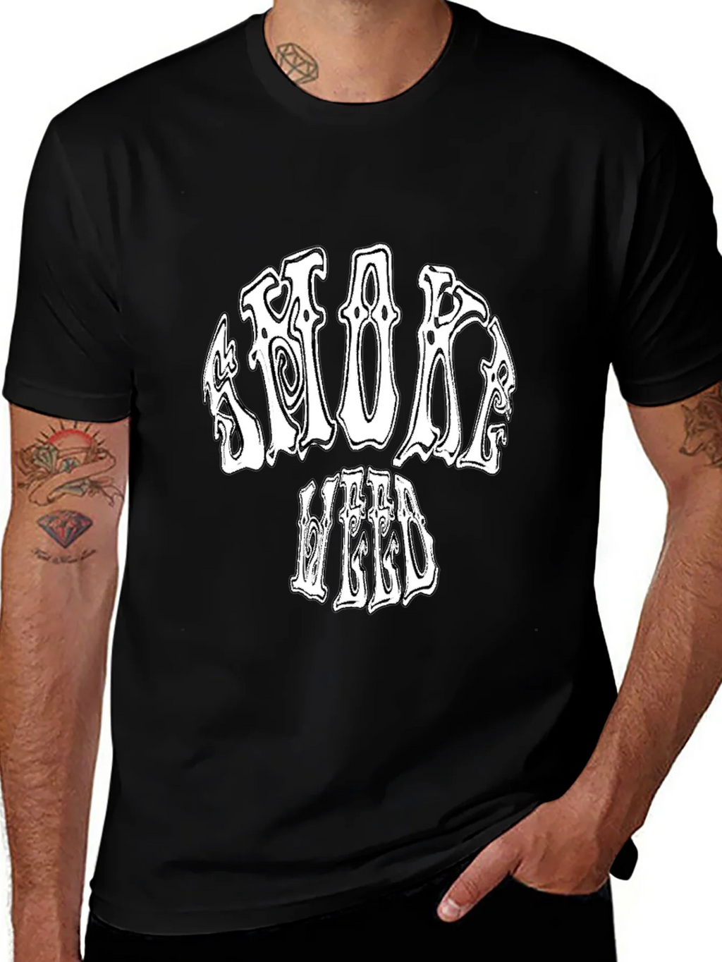 Smoke Weed Black Graphic T-Shirt product image 1