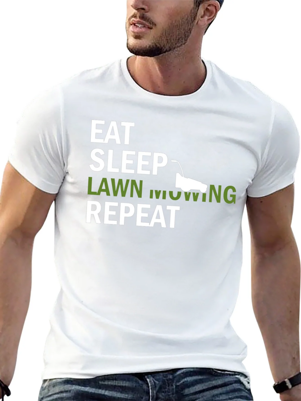 Eat Sleep Lawn Mowing Repeat Mens T-Shirt product image 9