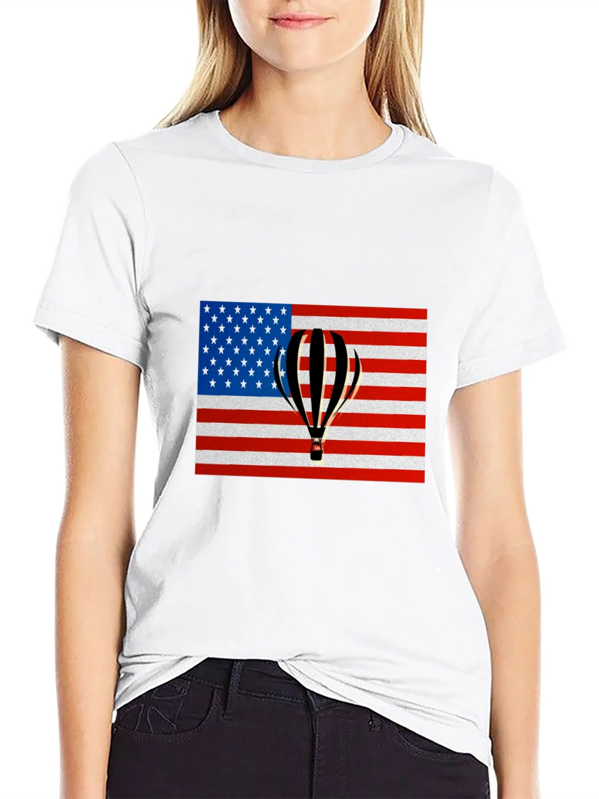 USA Flag Hot Air Balloon Graphic Tee product image 8