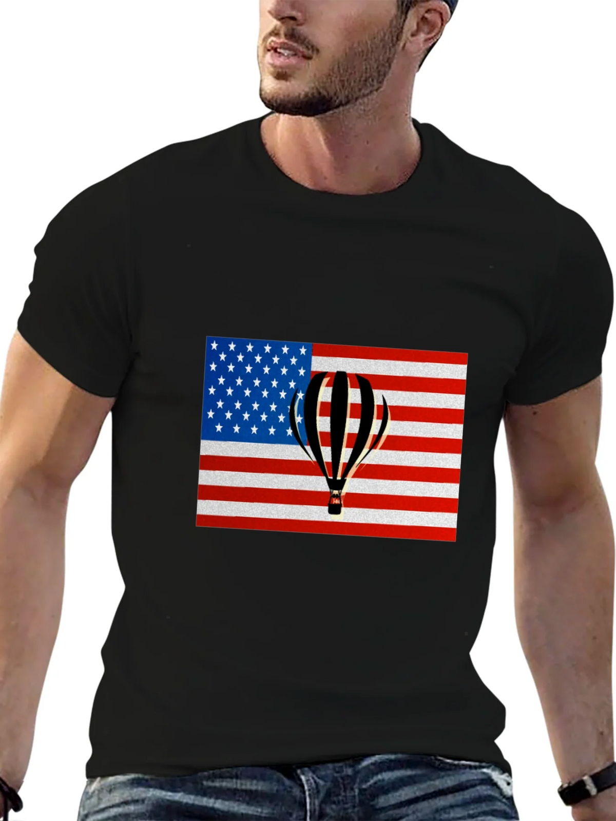 USA Flag Hot Air Balloon Graphic Tee product image 6