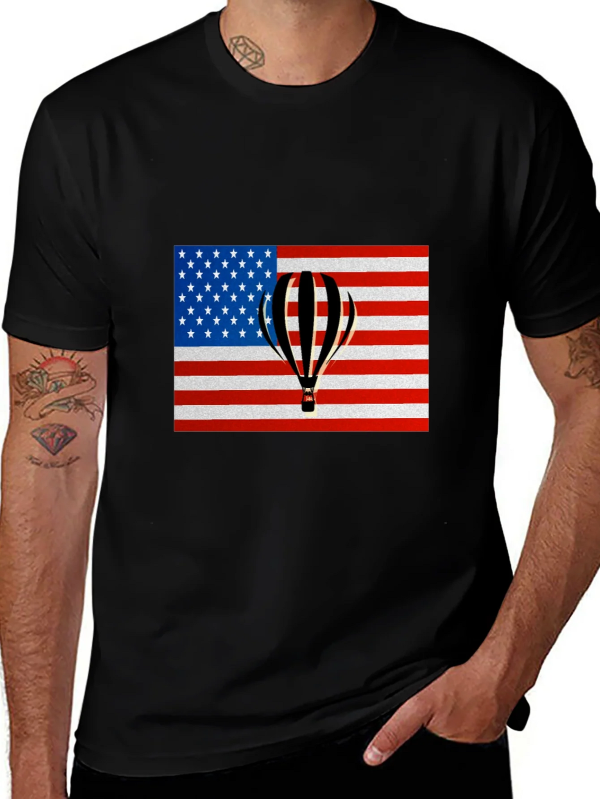 USA Flag Hot Air Balloon Graphic Tee product image 1