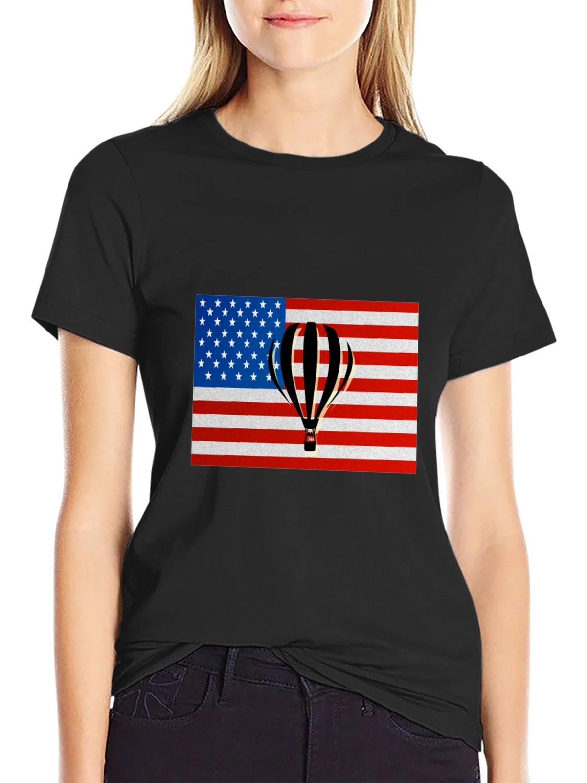 USA Flag Hot Air Balloon Graphic Tee product image 2