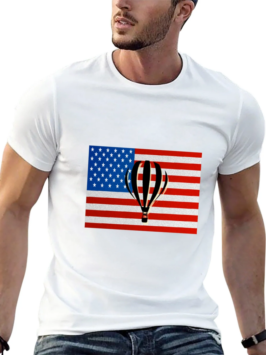 USA Flag Hot Air Balloon Graphic Tee product image 12