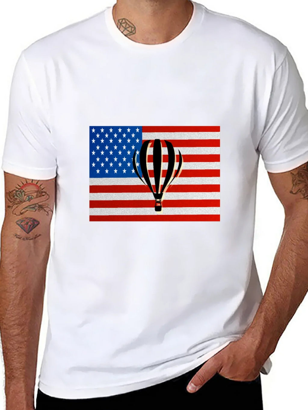 USA Flag Hot Air Balloon Graphic Tee product image 7