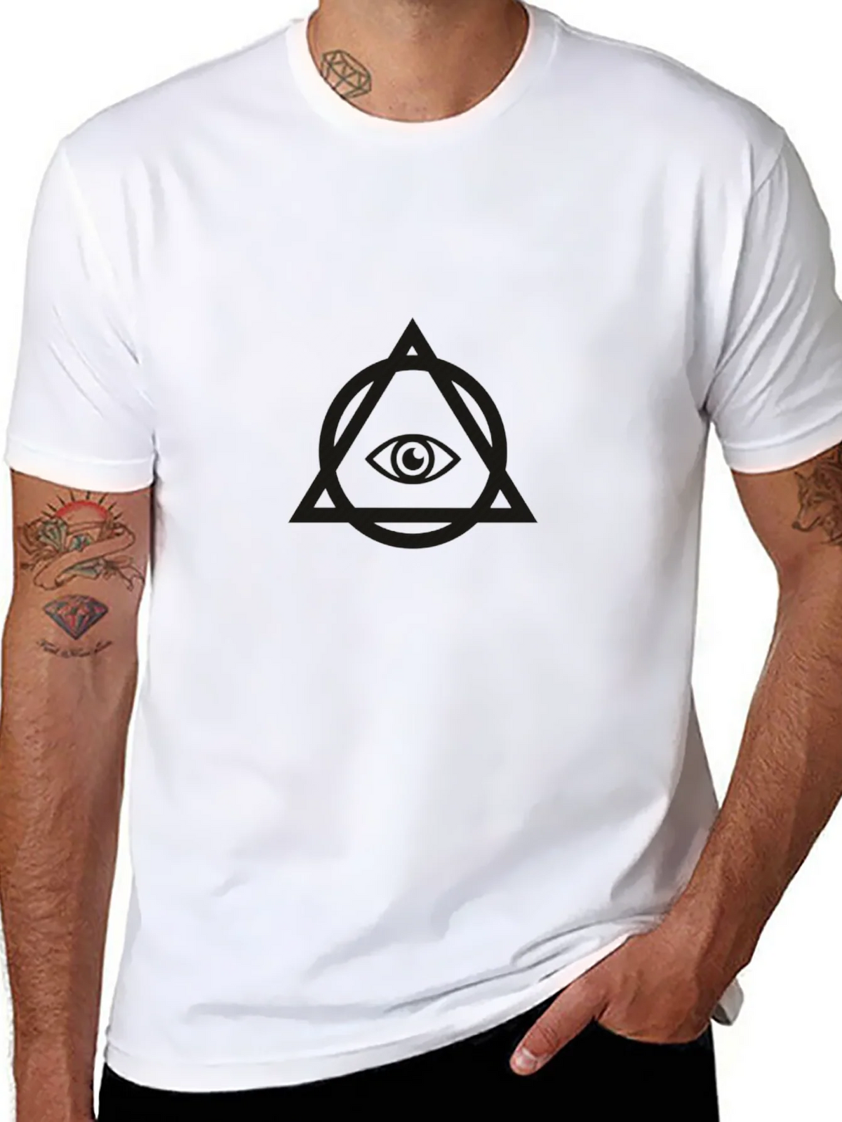 Mens Black Graphic Tee - Eye in Triangle product image 7