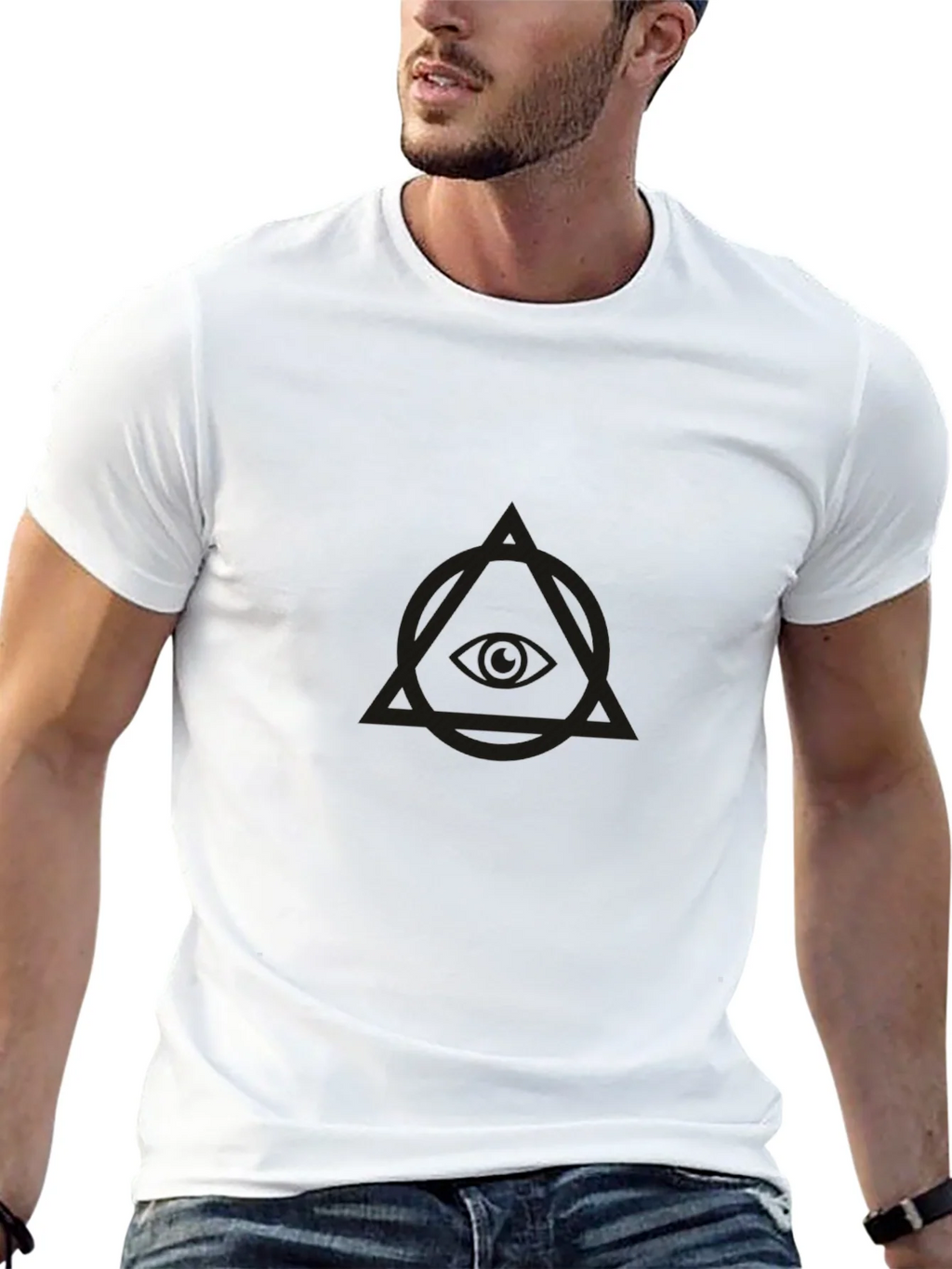 Mens Black Graphic Tee - Eye in Triangle product image 12