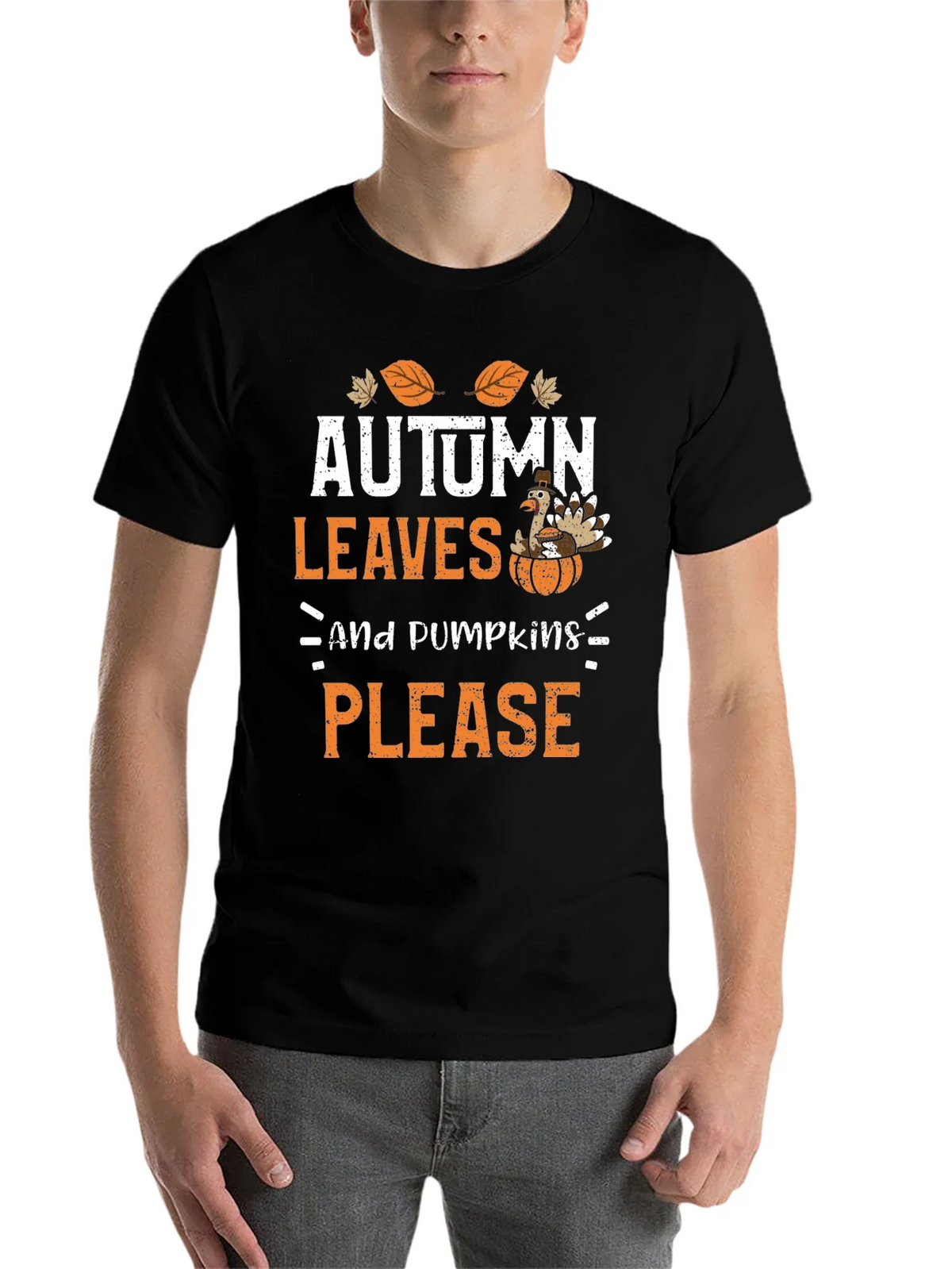 Autumn Leaves & Pumpkins Please Thanksgiving T-Shirt product image 4