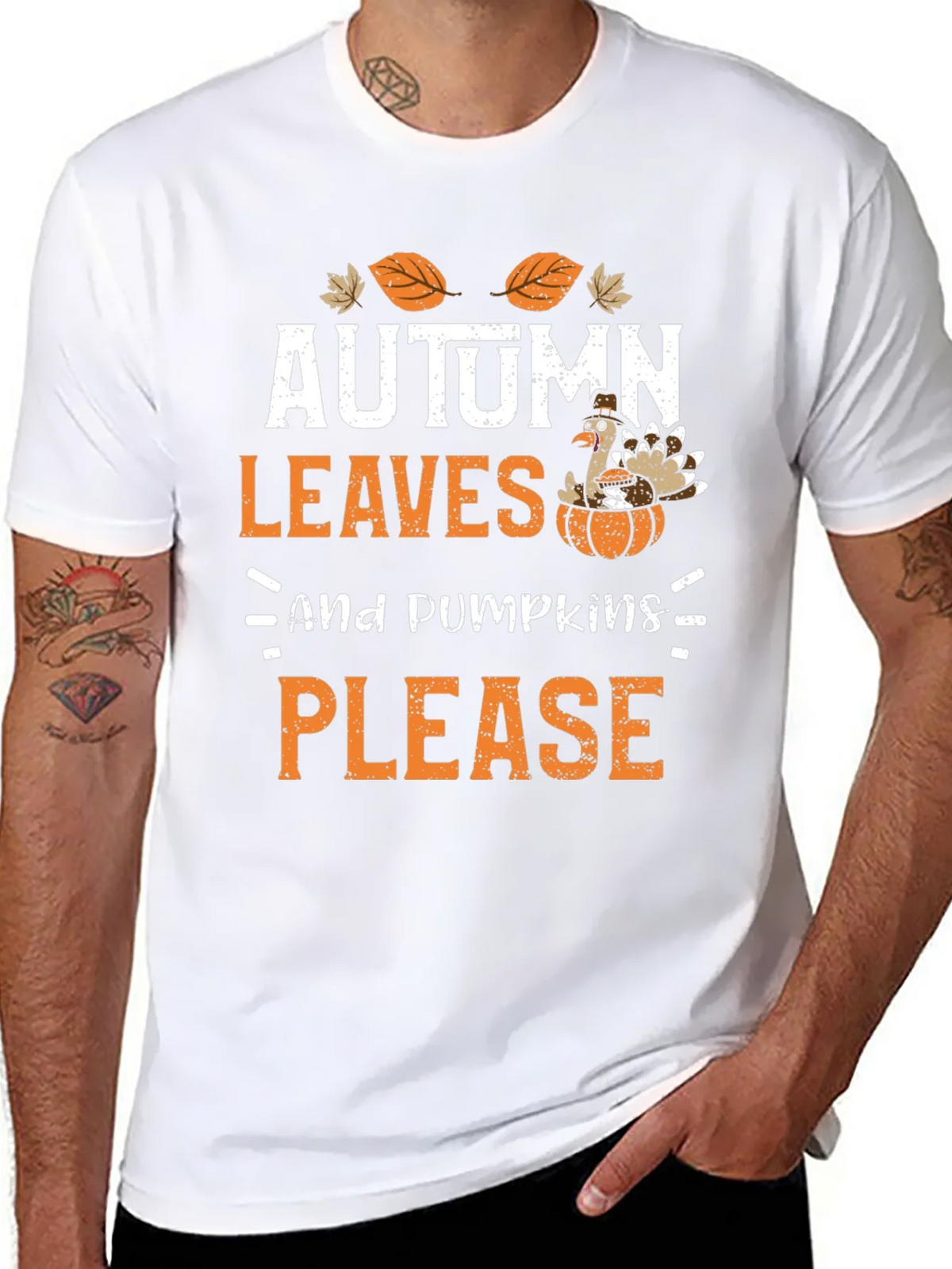 Autumn Leaves & Pumpkins Please Thanksgiving T-Shirt product image 7