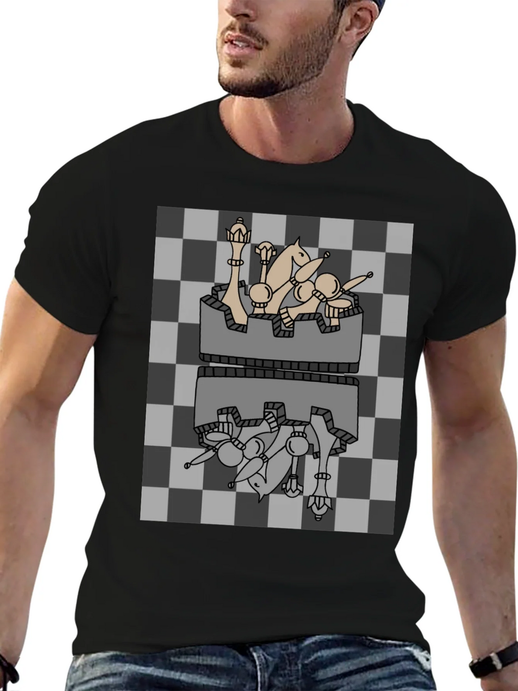 Chess Piece Reflection Graphic Tee - Black product image 6