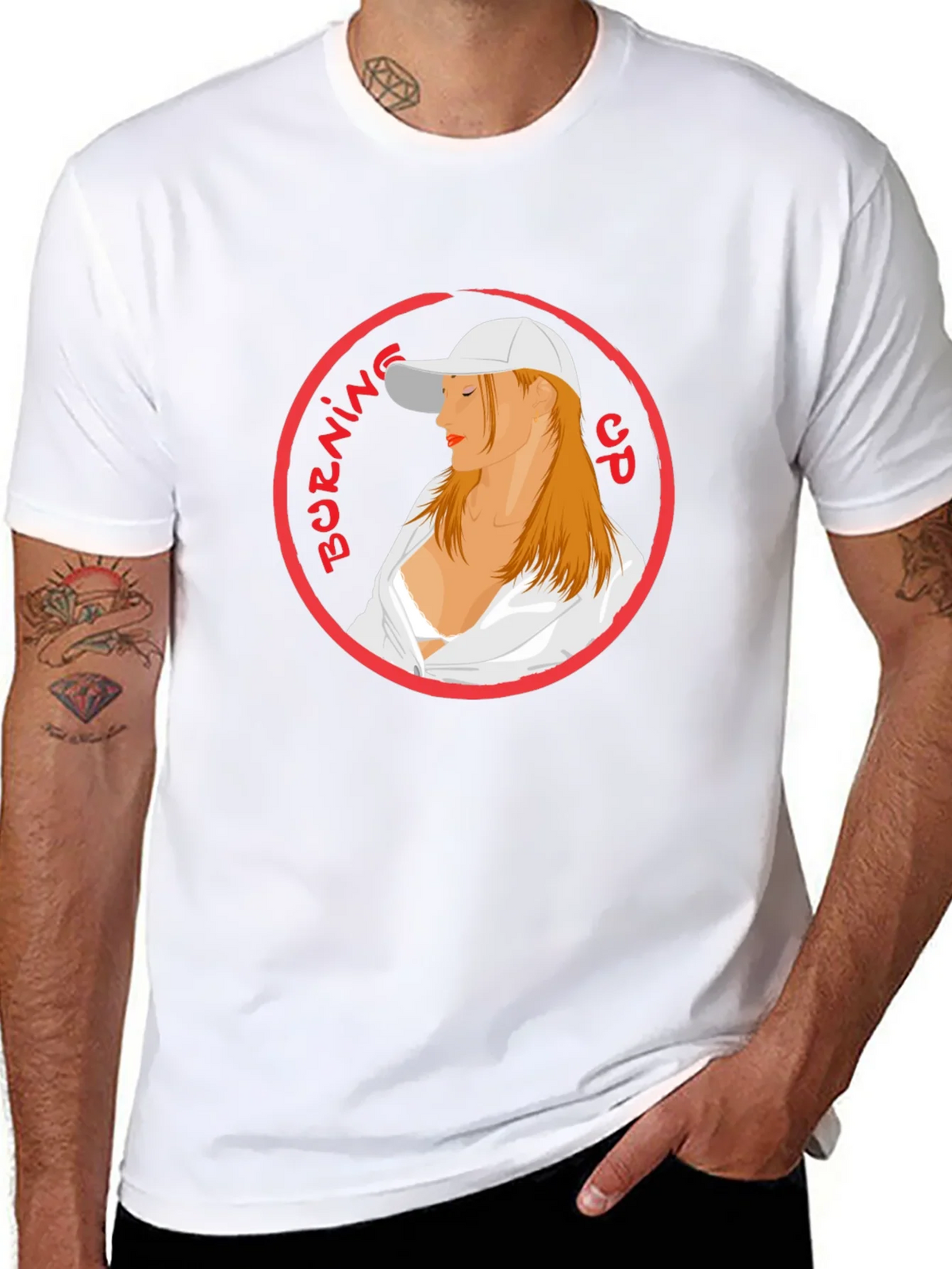 Burning Up Graphic Tee - Cool Circle Design Black T-Shirt product image 7