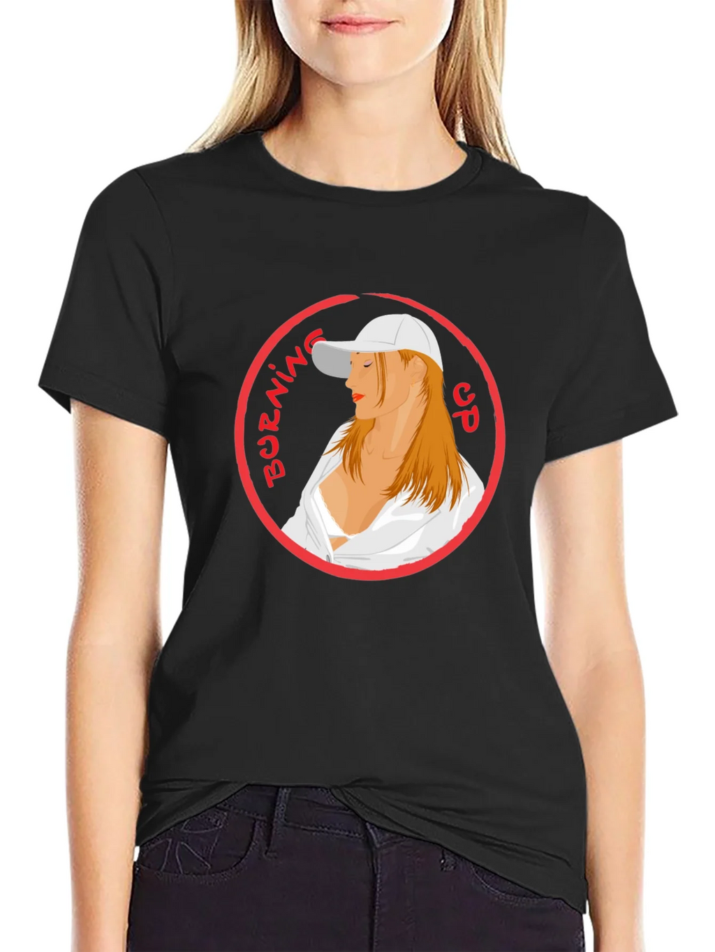 Burning Up Graphic Tee - Cool Circle Design Black T-Shirt product image 2