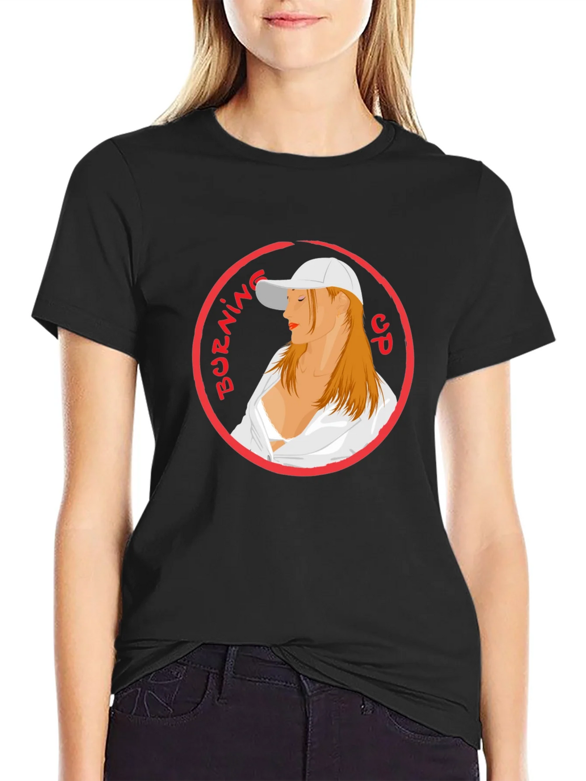 Burning Up Graphic Tee - Cool Circle Design Black T-Shirt product image 2