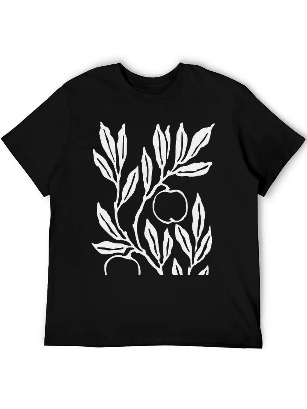 Botanical Apple Branch Print Black T-Shirt product image 5