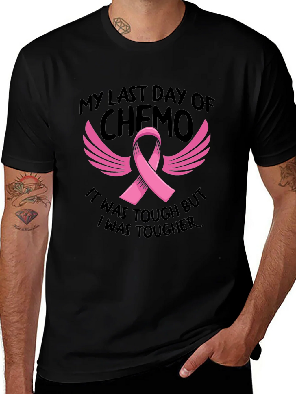 My Last Day of Chemo T-Shirt Cancer Awareness Ribbon Tee product image 1